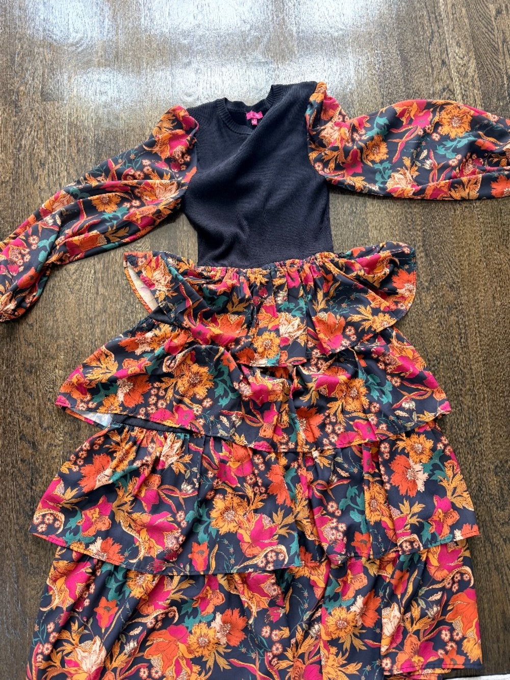 baltic born sylvie tiered midi black multi- sz S